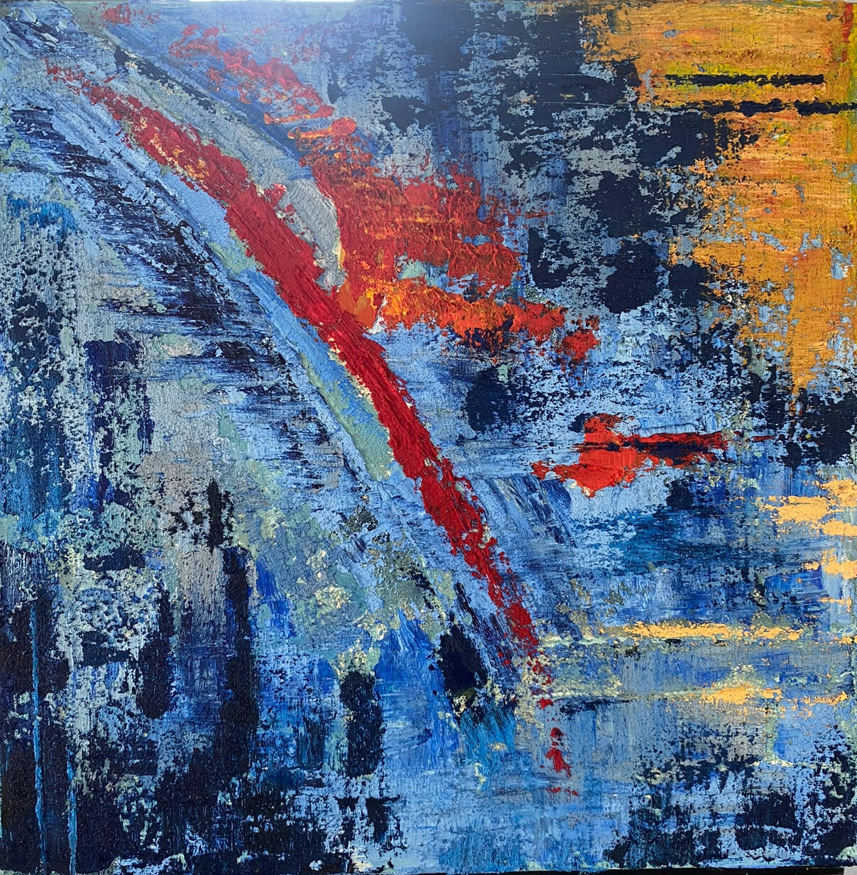 Abstract Oil and cold was on canvas