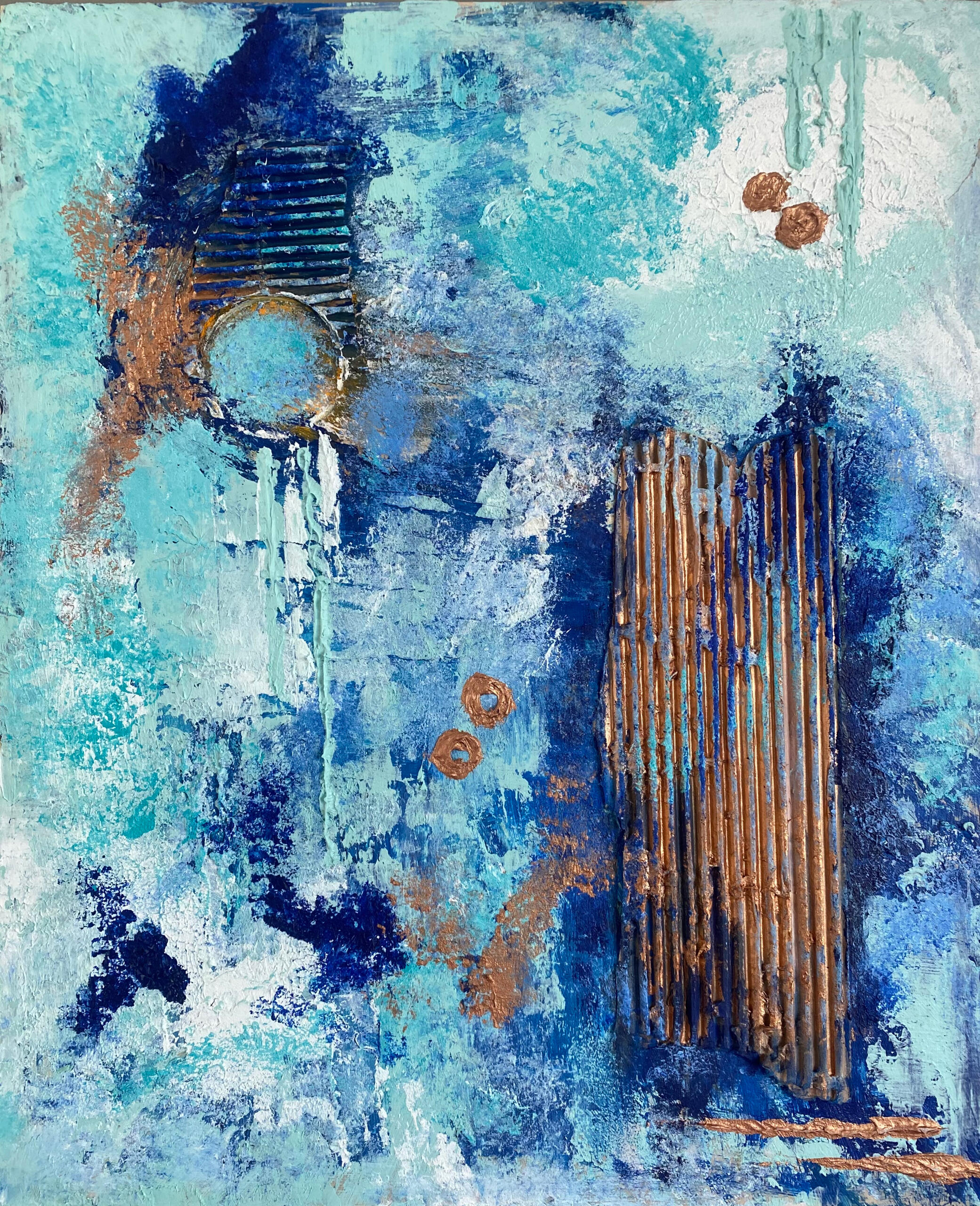 Lost in the rain forest- Abstract Oil and cold was on canvas